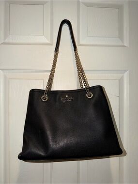 Kate Spade Black Leather Chain-Handle Tote